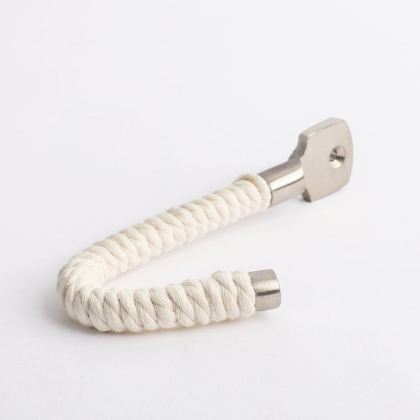 Rope Hook - White Cotton with Satin Nickel By Hepburn