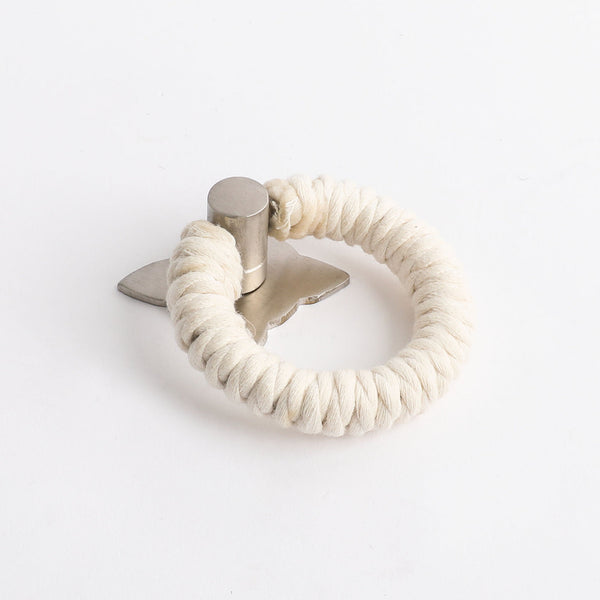 Rope Pull - White Cotton with Satin Nickel By Hepburn