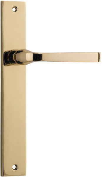 Annecy Lever - Rectangular Backplate - Entry Point - Iver - Polished Brass - Door Levers