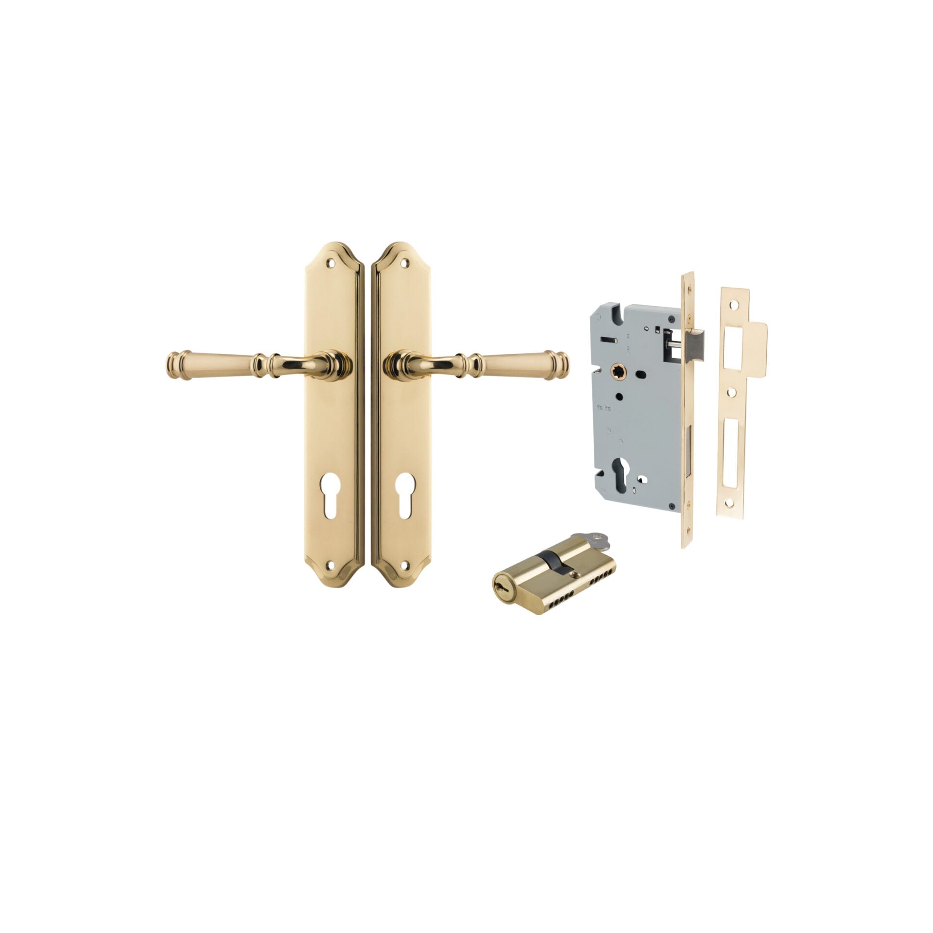 Verona Lever - Shouldered Backplate - Entry Point - Iver - Polished Brass - Door Levers