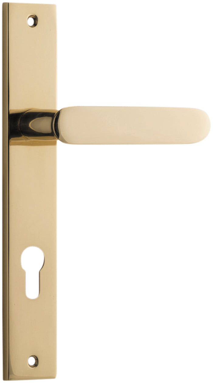 Bronte Lever - Rectangular Backplate - Entry Point - Iver - Polished Brass - Door Levers