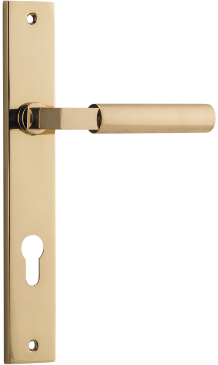 Berlin Lever - Rectangular Backplate - Entry Point - Iver - Polished Brass - Door Levers