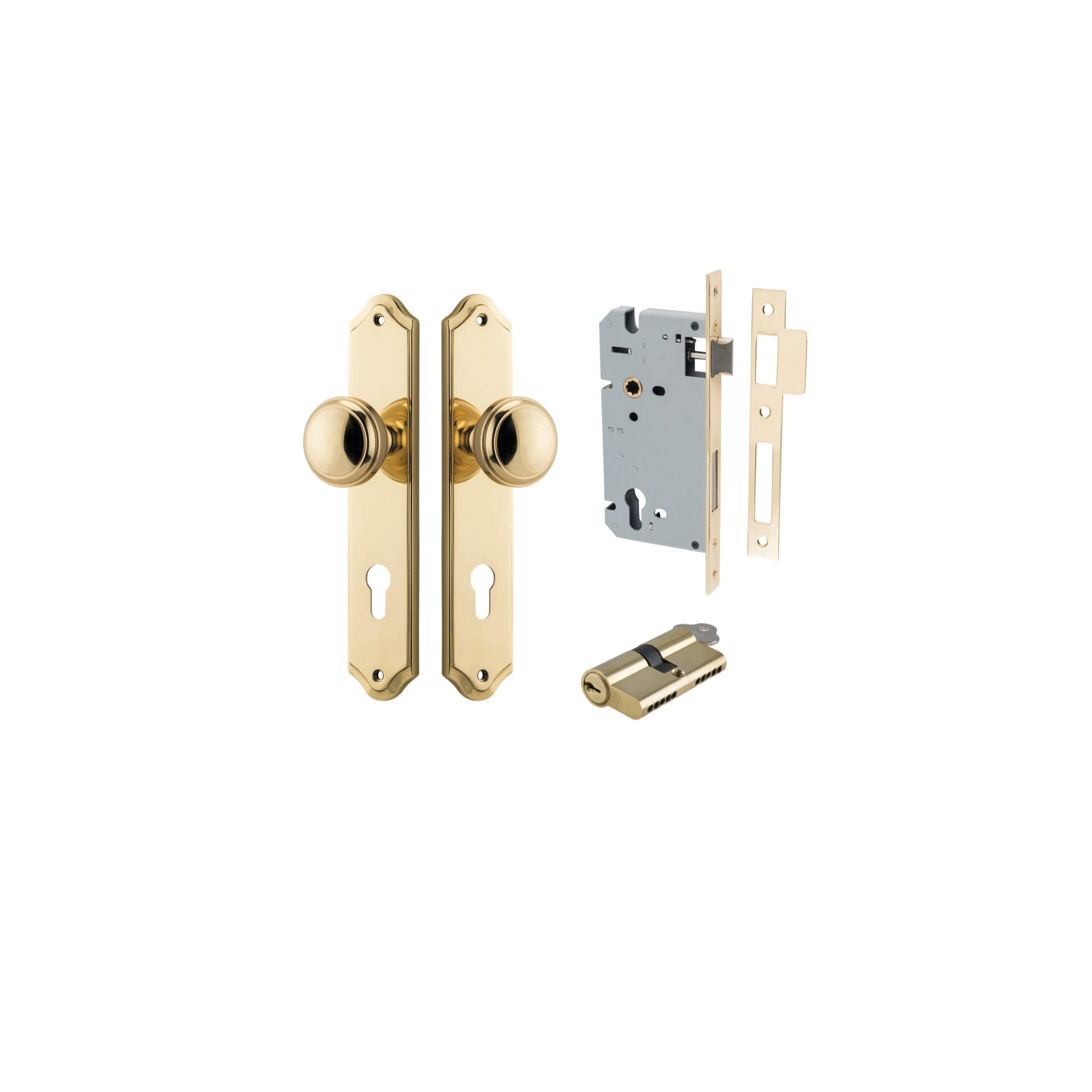 Paddington Knob - Shouldered Backplate - Entry Point - Iver - Polished Brass - Door Knobs