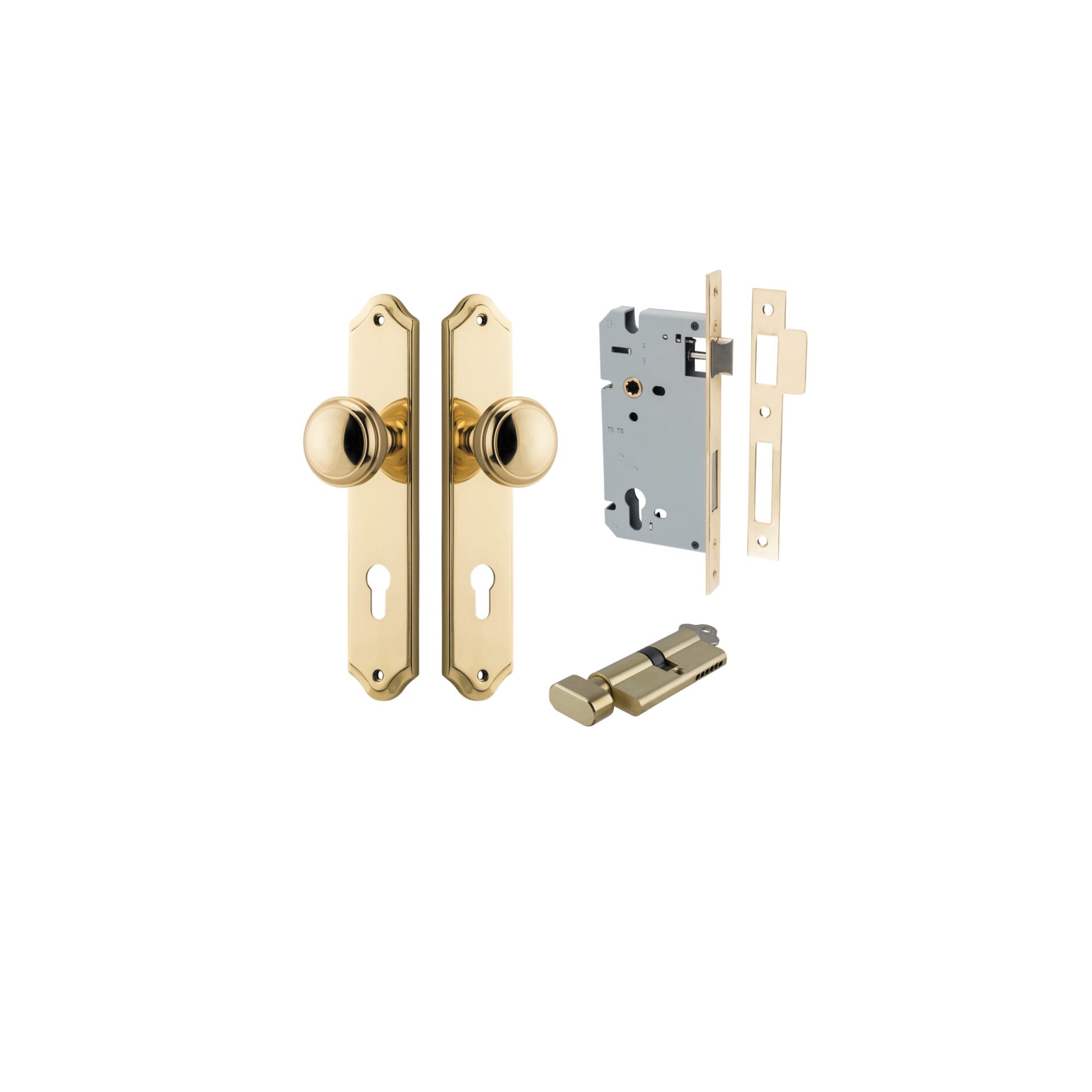 Paddington Knob - Shouldered Backplate - Entry Point - Iver - Polished Brass - Door Knobs