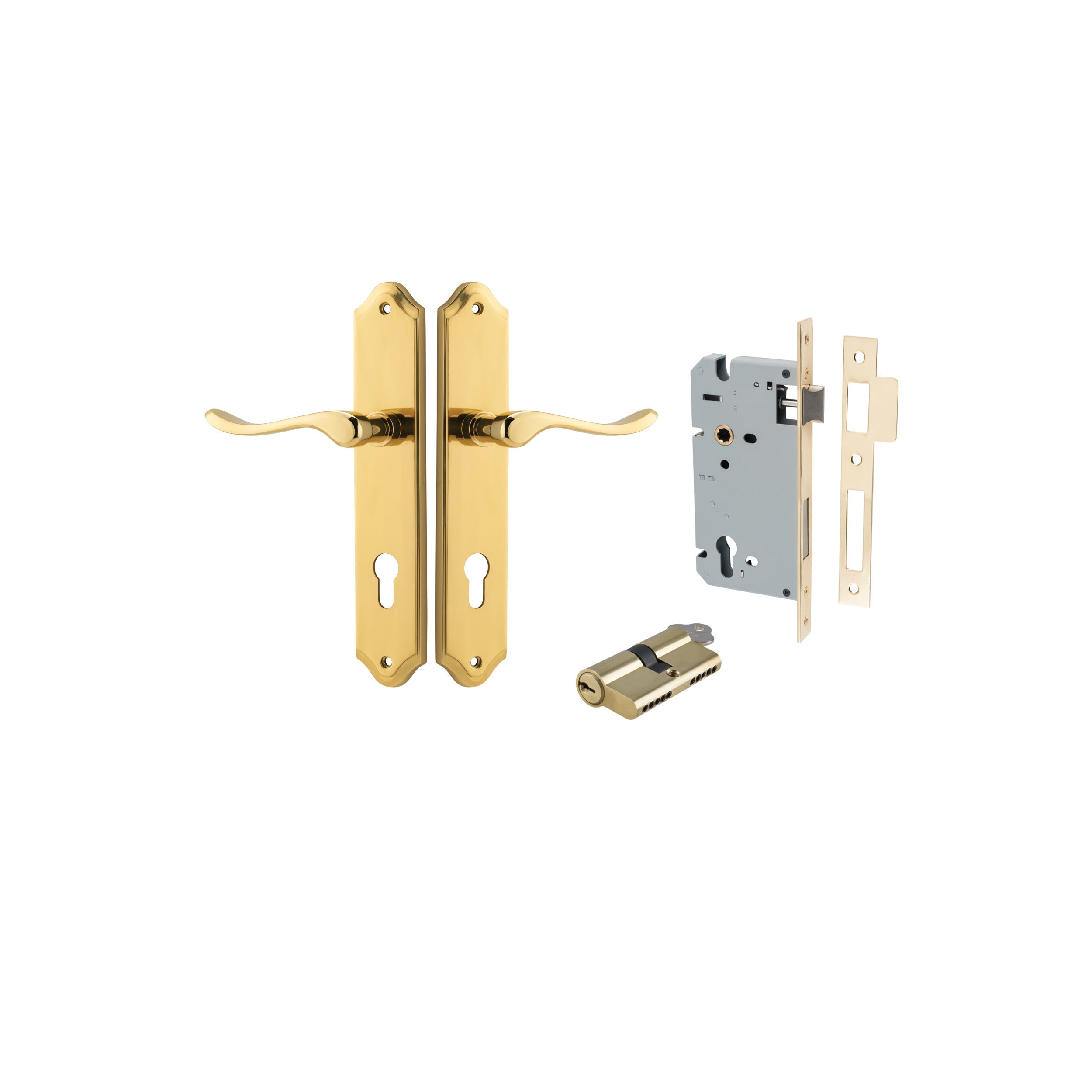 Stirling Lever - Shouldered Backplate - Entry Point - Iver - Polished Brass - Door Levers