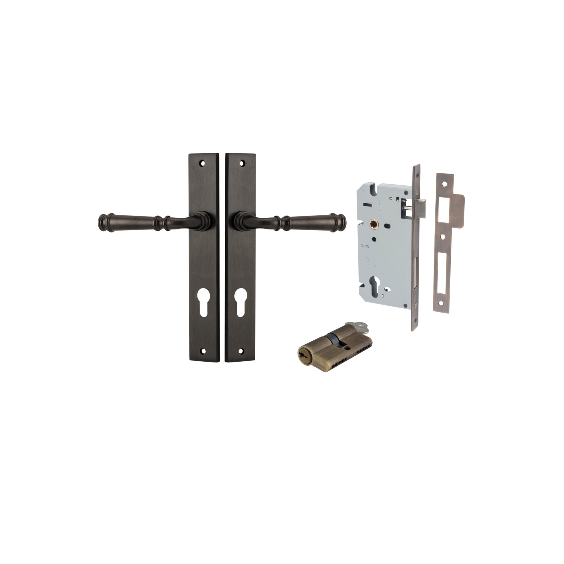 Verona Lever - Rectangular Backplate - Entry Point - Iver - Signature Brass - Door Levers