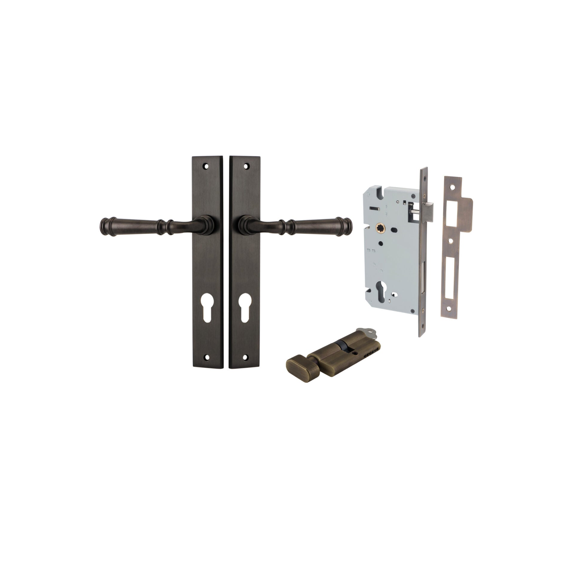 Verona Lever - Rectangular Backplate - Entry Point - Iver - Signature Brass - Door Levers