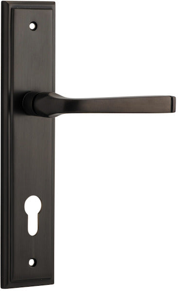 Annecy Lever - Stepped Backplate - Entry Point - Iver - Signature Brass - Door Levers