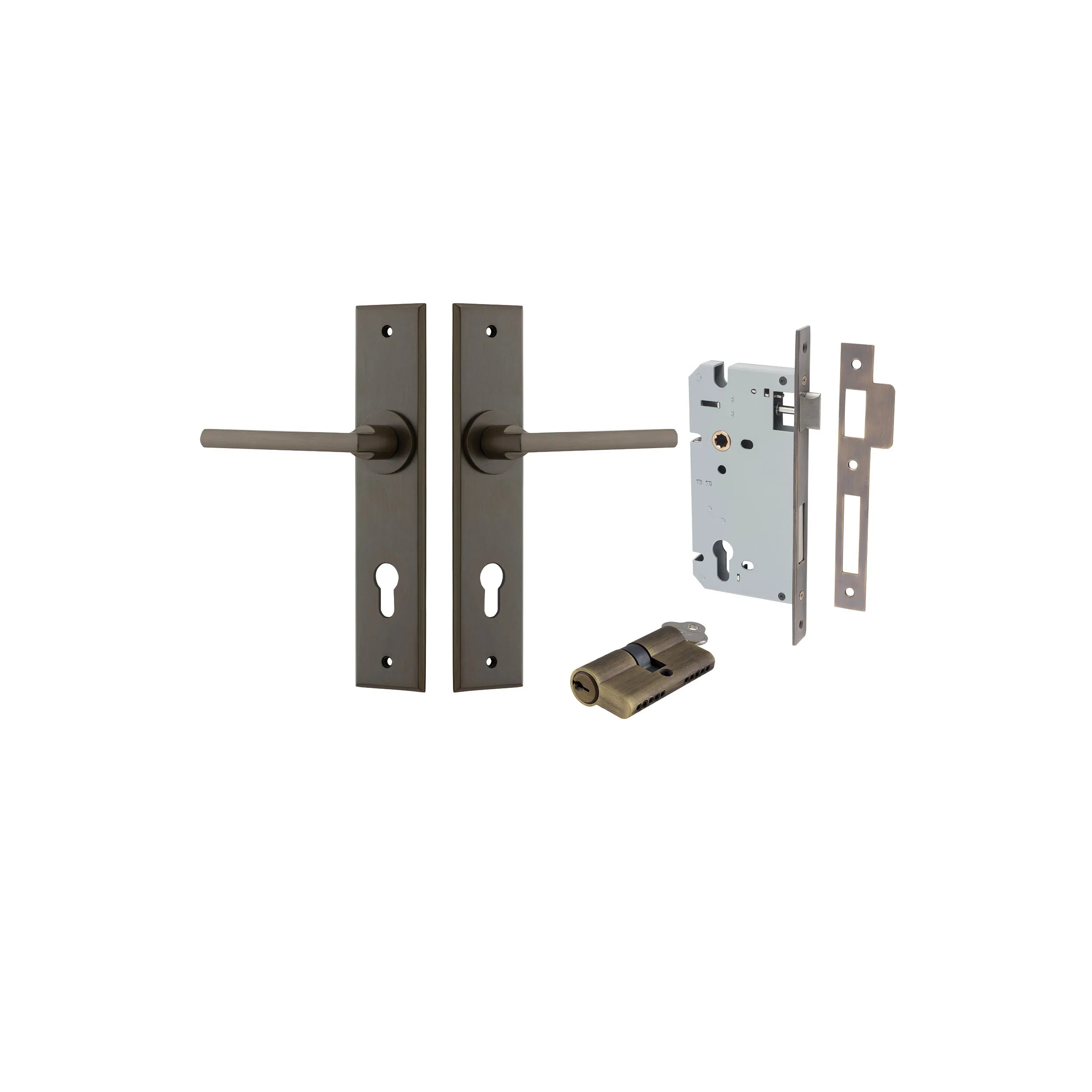 Baltimore Lever - Chamfered Backplate - Entry Point - Iver - Signature Brass - Door Levers