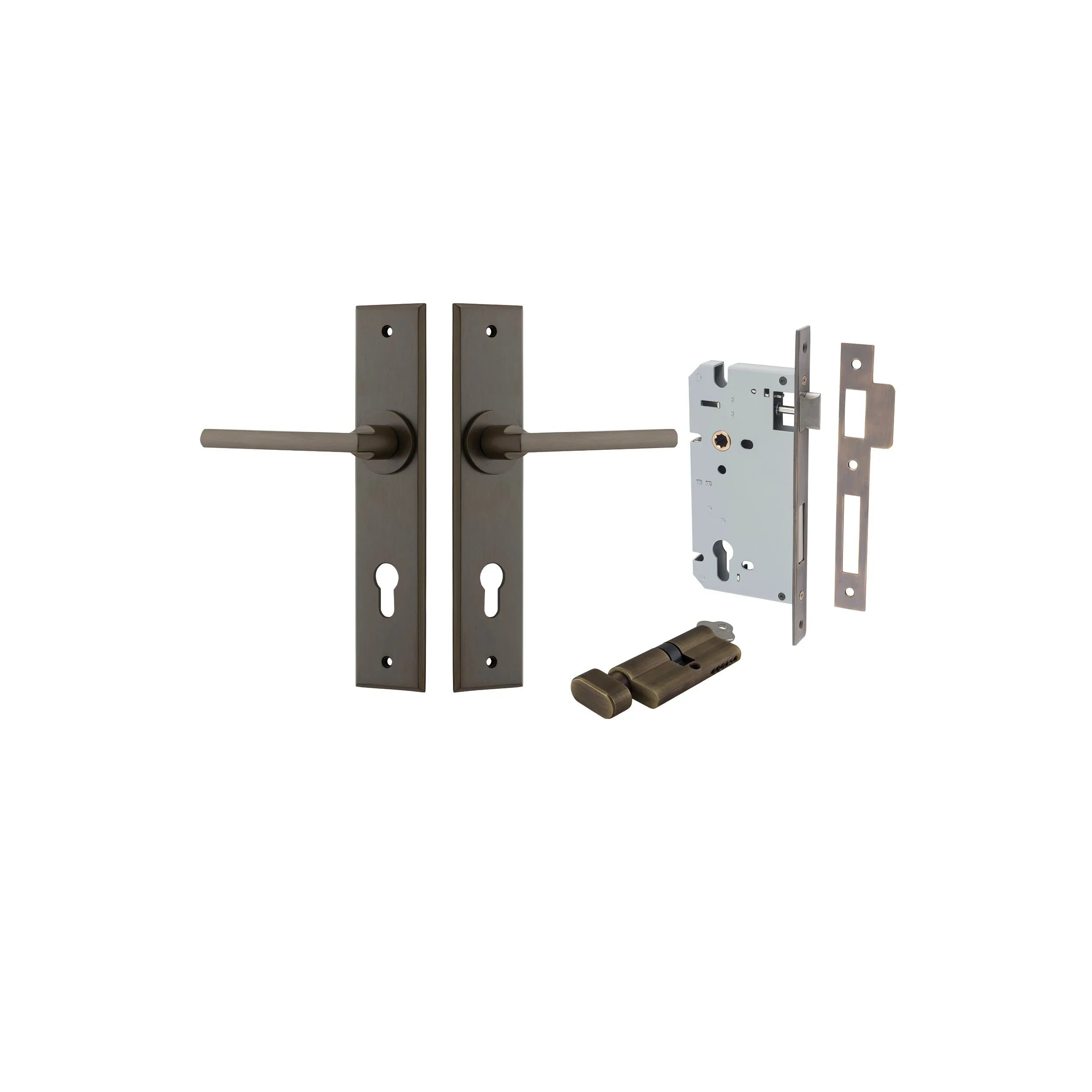 Baltimore Lever - Chamfered Backplate - Entry Point - Iver - Signature Brass - Door Levers