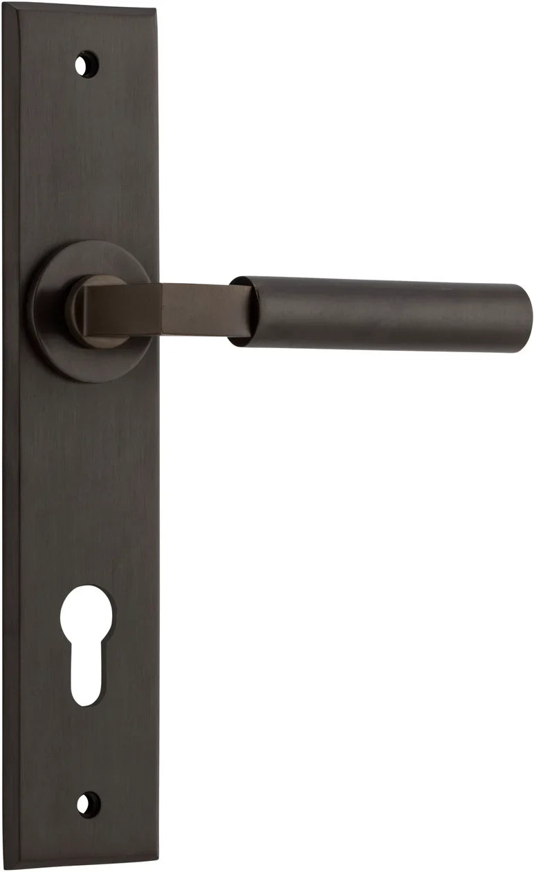 Berlin Lever - Chamfered Backplate - Entry Point - Iver - Signature Brass - Door Levers