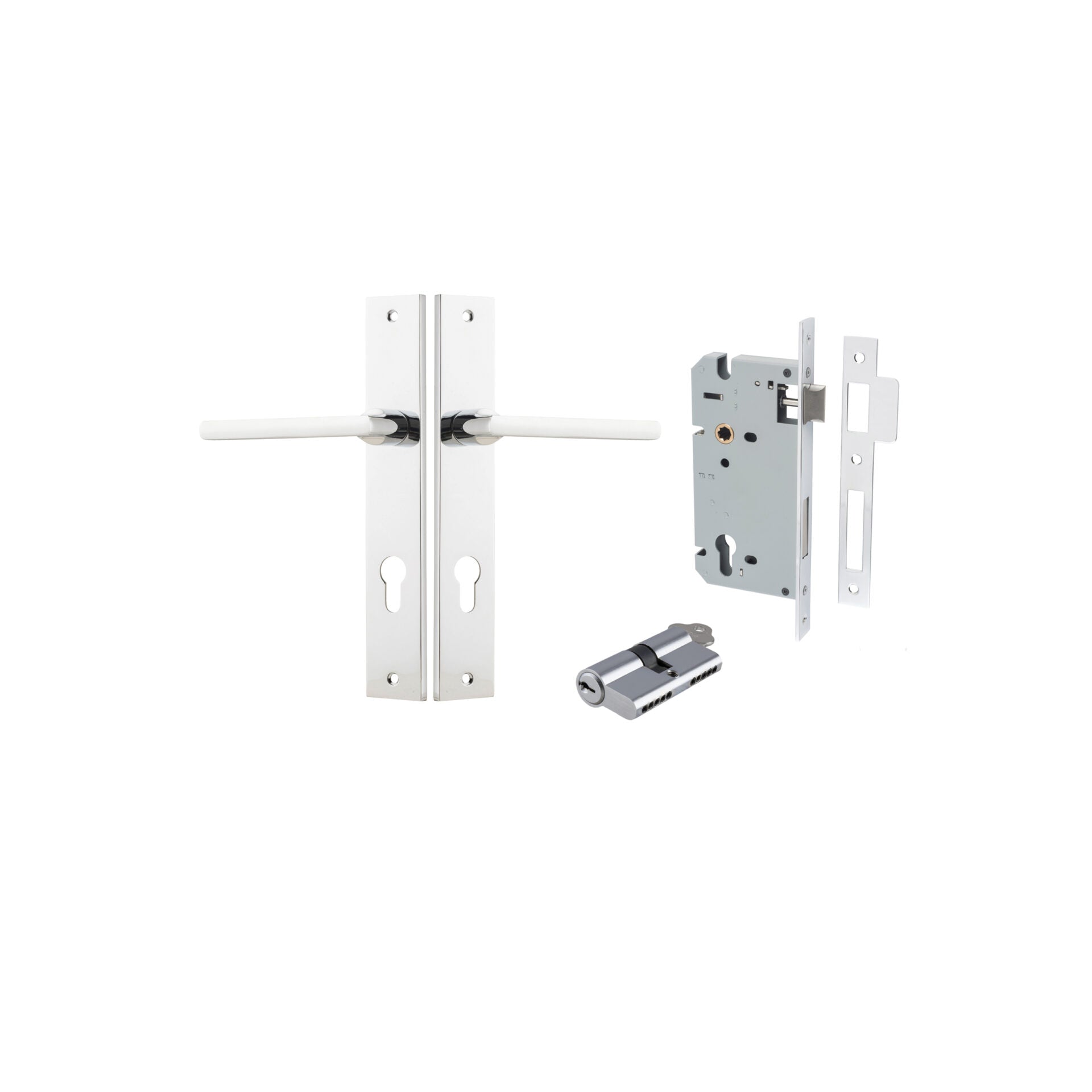 Baltimore Lever - Rectangular Backplate - Entry Point - Iver - Polished Chrome - Door Levers