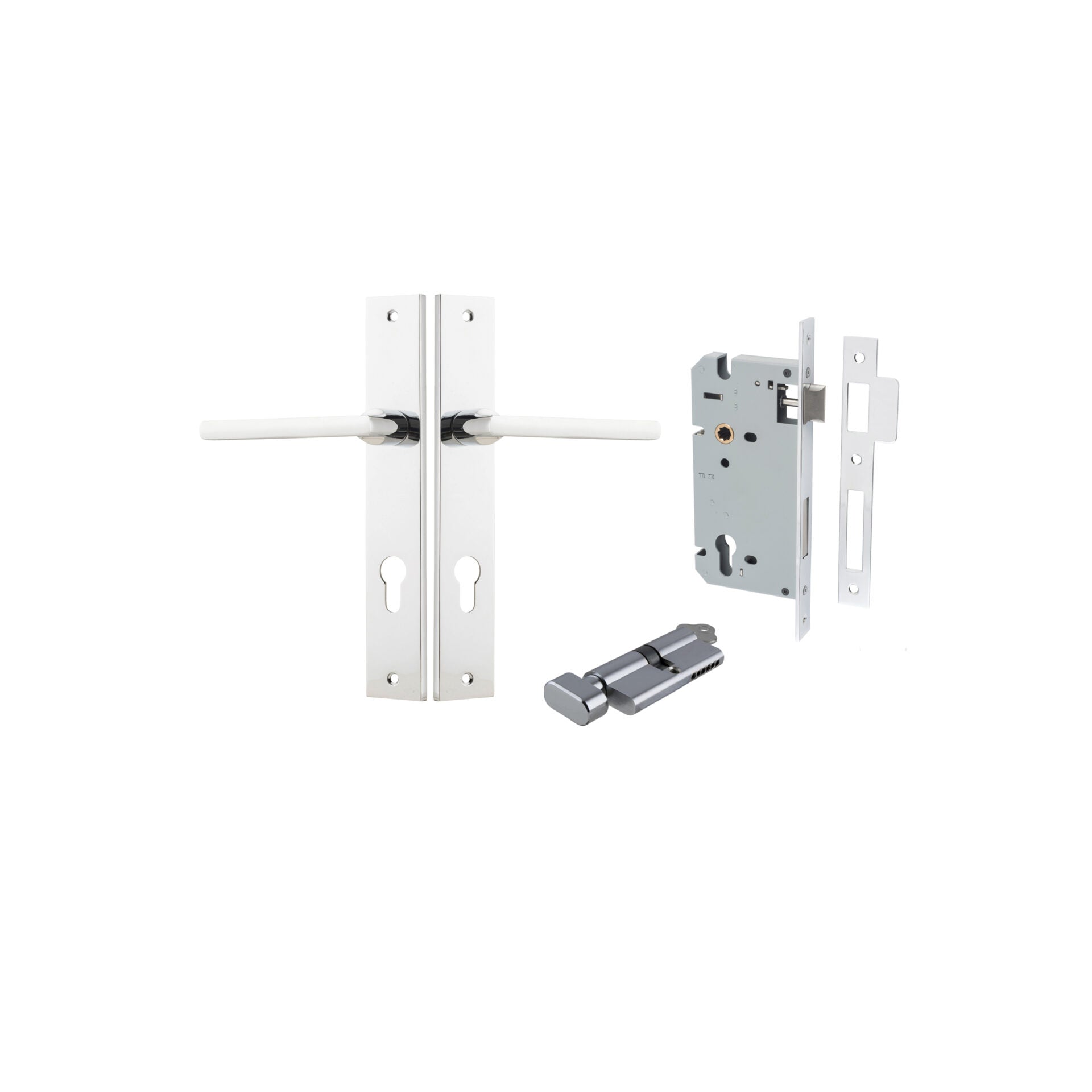 Baltimore Lever - Rectangular Backplate - Entry Point - Iver - Polished Chrome - Door Levers