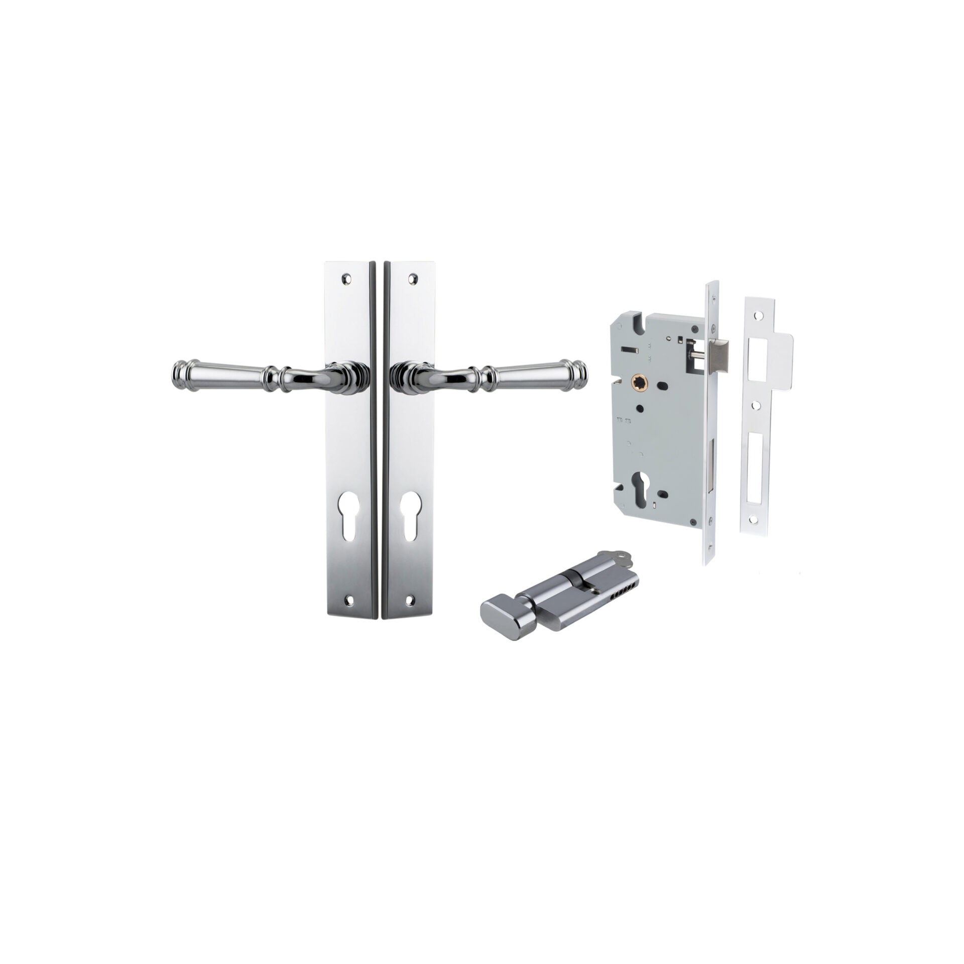 Verona Lever - Rectangular Backplate - Entry Point - Iver - Polished Chrome - Door Levers