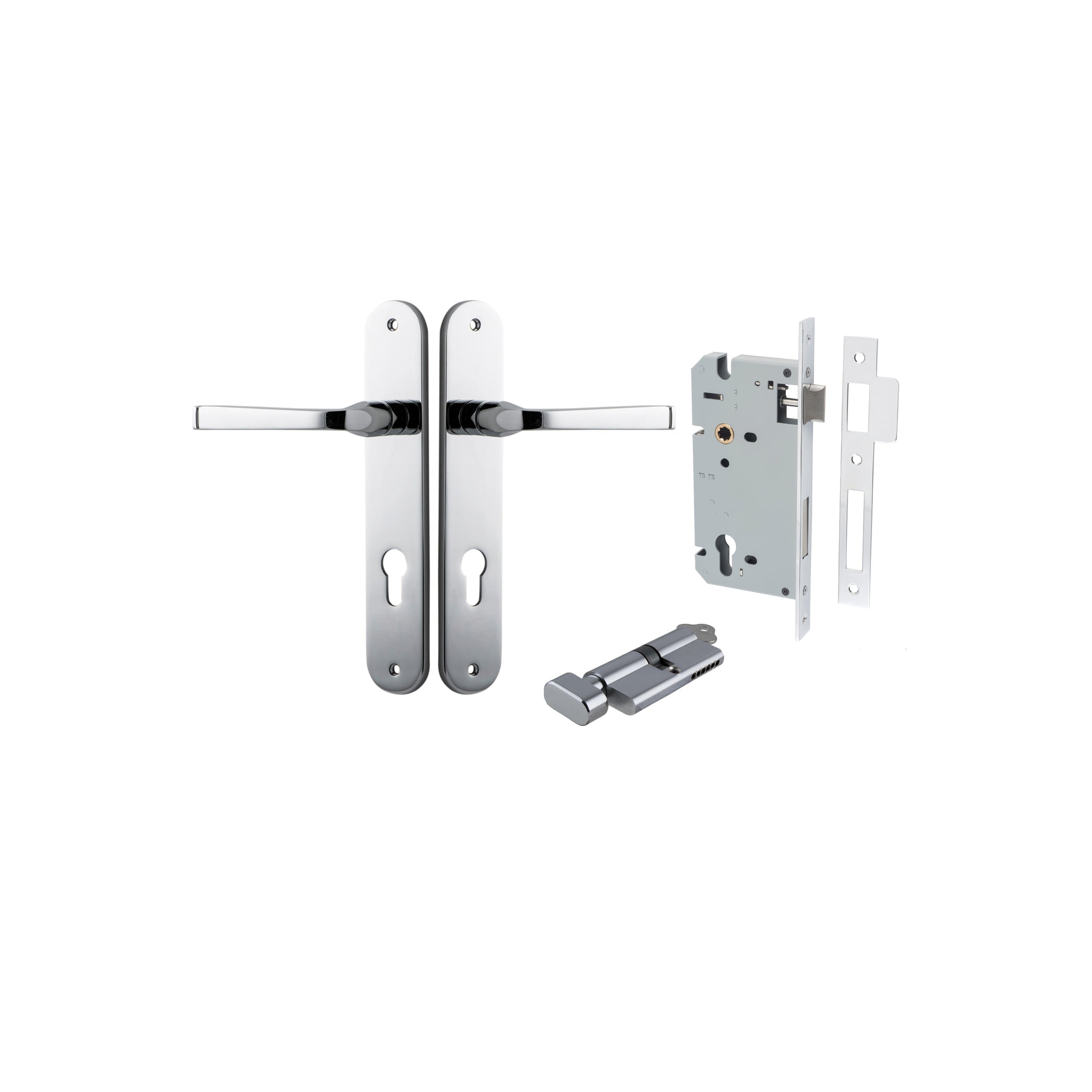 Annecy Lever - Oval Backplate - Entry Point - Iver - Polished Chrome - Door Levers