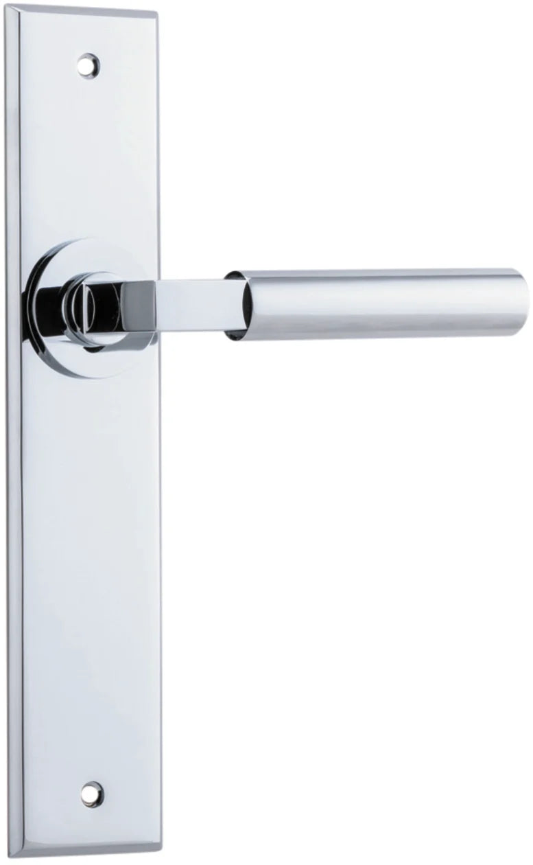 Berlin Lever - Chamfered Backplate - Entry Point - Iver - Polished Chrome - Door Levers