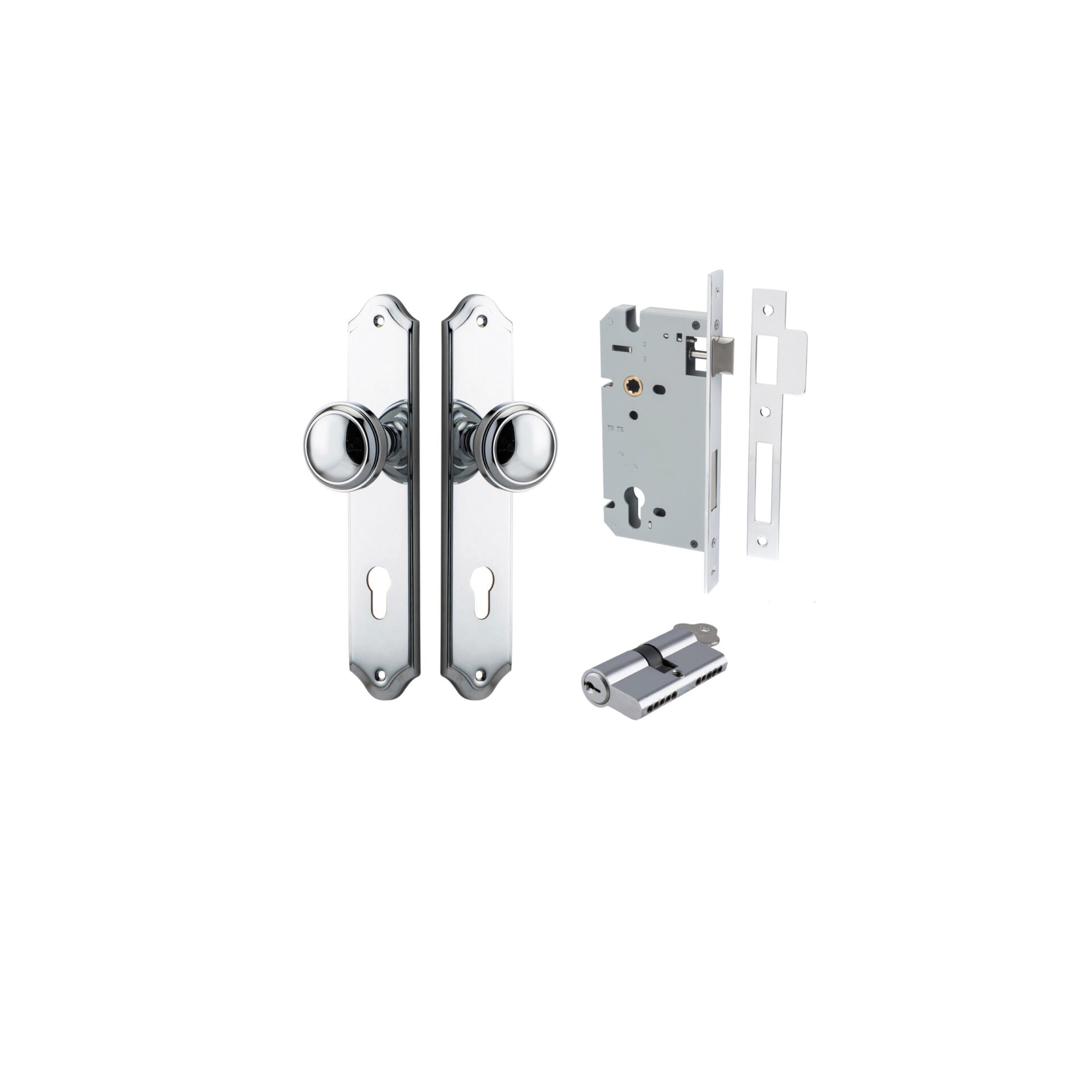 Paddington Knob - Shouldered Backplate - Entry Point - Iver - Polished Chrome - Door Knobs