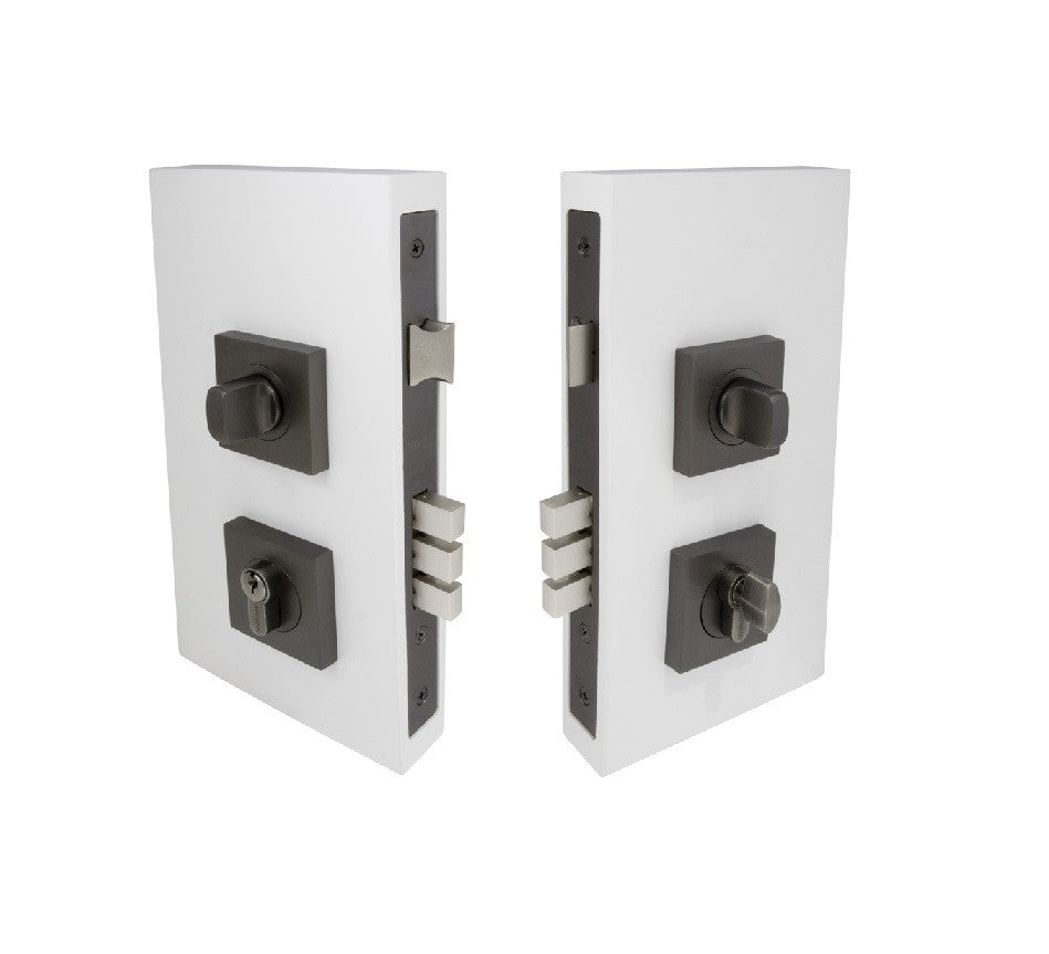 Square Graphite Nickel Double Turn Lock Kits By Zanda