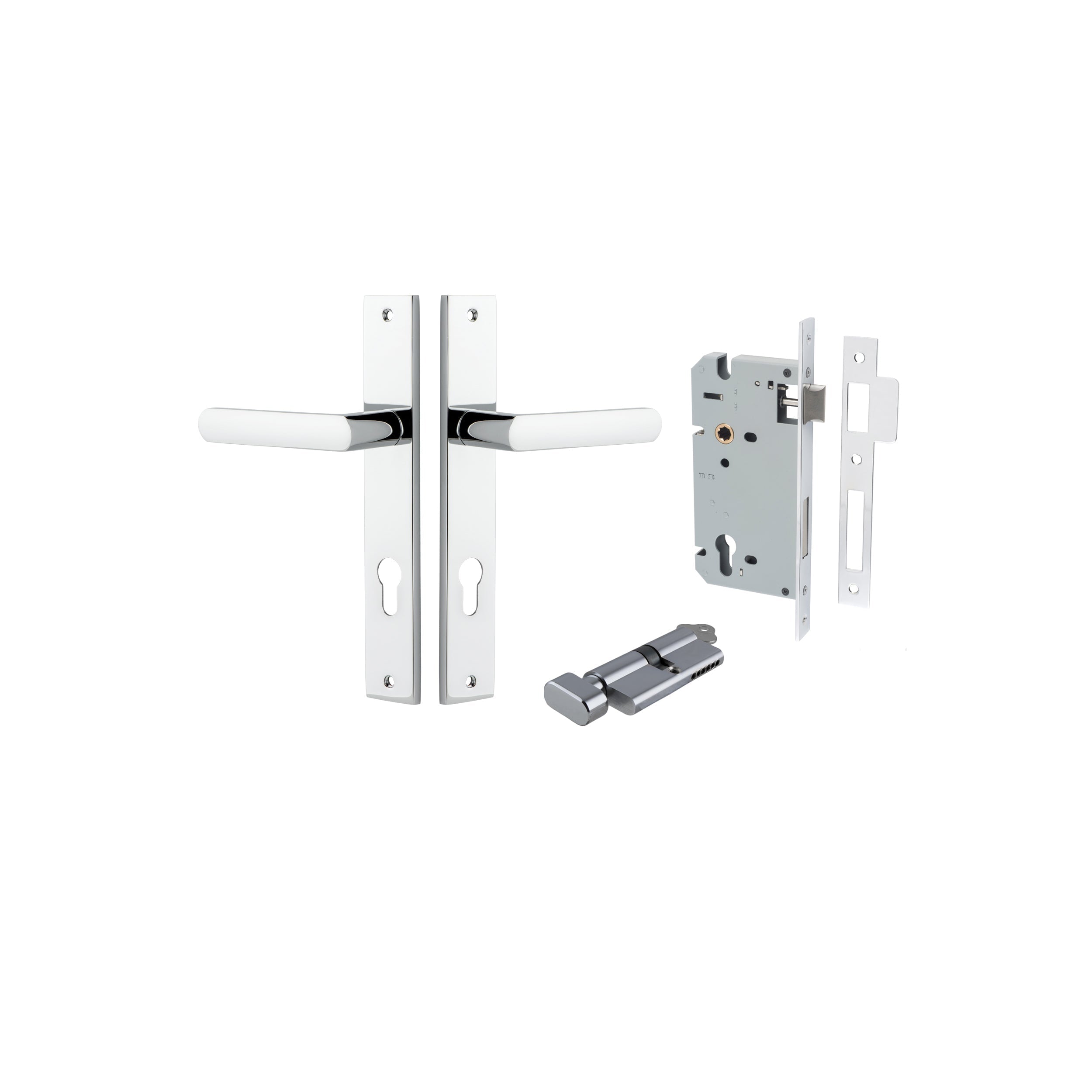 Osaka Lever - Rectangular Backplate - Entry Point - Iver - Polished Chrome - Door Levers