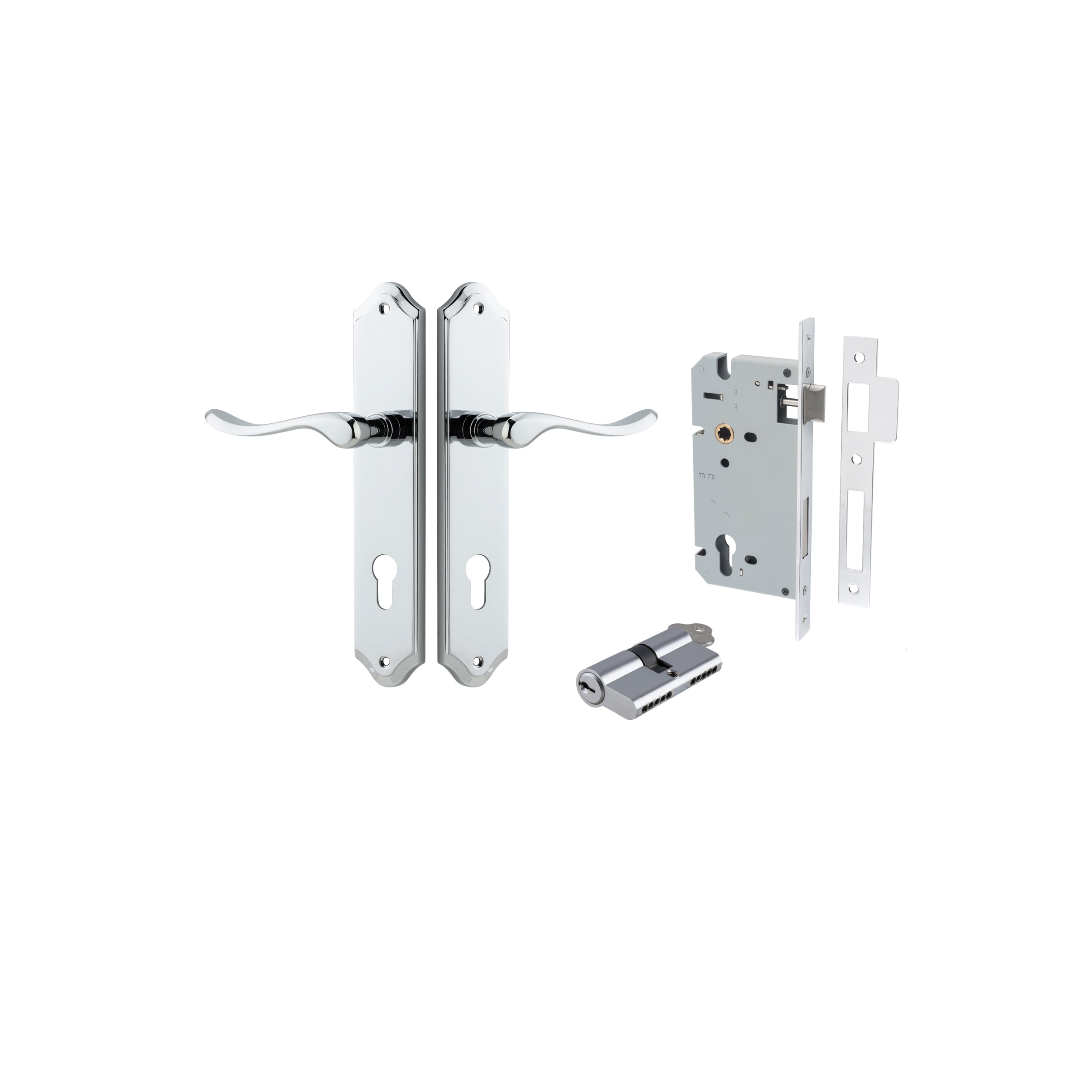 Stirling Lever - Shouldered Backplate - Entry Point - Iver - Polished Chrome - Door Levers