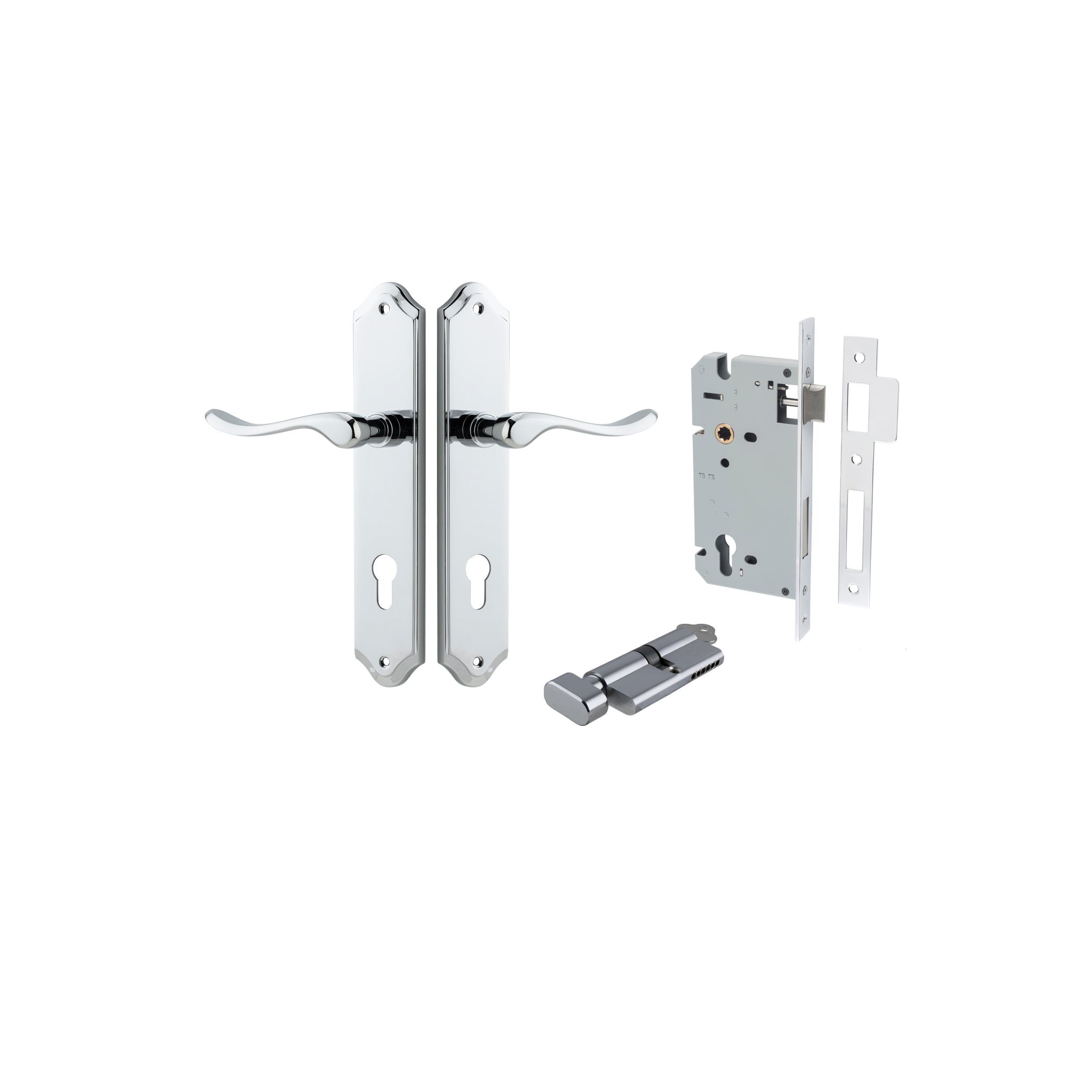 Stirling Lever - Shouldered Backplate - Entry Point - Iver - Polished Chrome - Door Levers