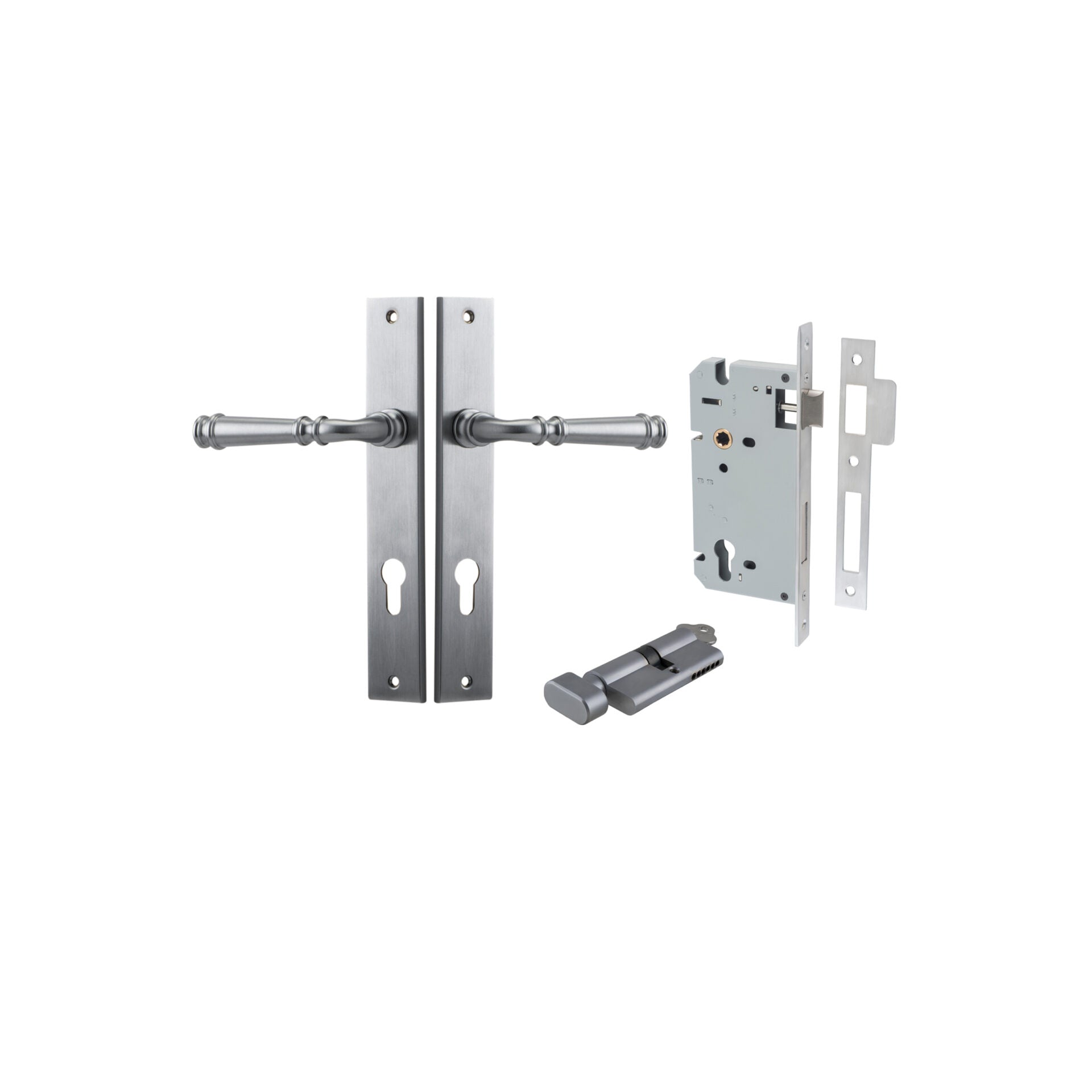 Verona Lever - Rectangular Backplate - Entry Point - Iver - Brushed Chrome - Door Levers