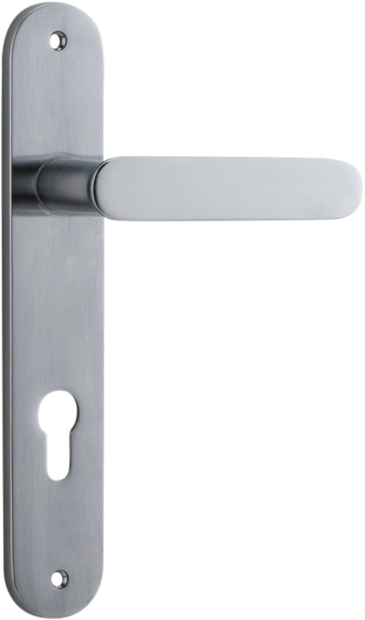 Bronte Lever - Oval Backplate - Entry Point - Iver - Brushed Chrome - Door Levers