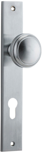 Paddington Knob - Rectangular Backplate - Entry Point - Iver - Brushed Chrome - Door Knobs