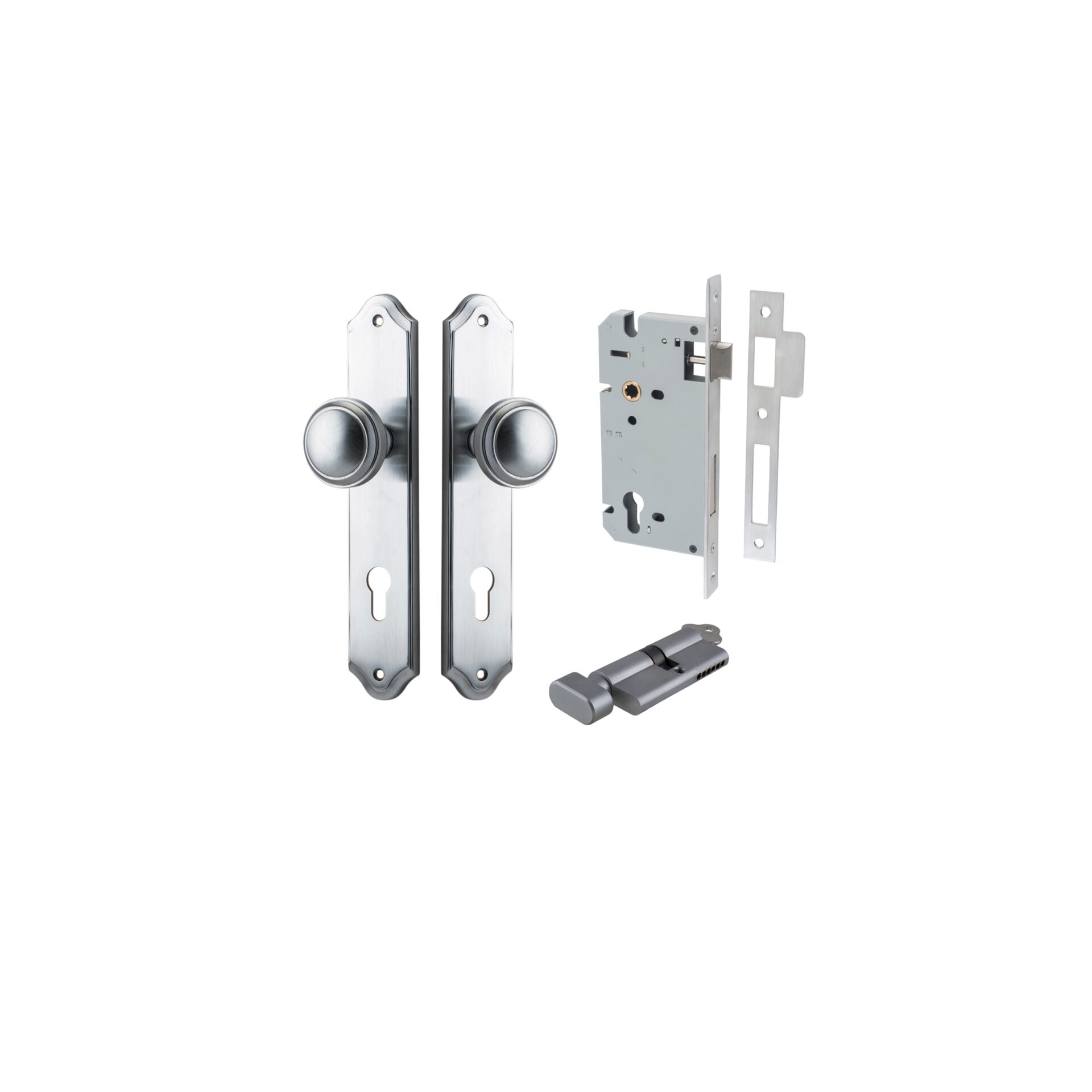 Paddington Knob - Shouldered Backplate - Entry Point - Iver - Brushed Chrome - Door Knobs