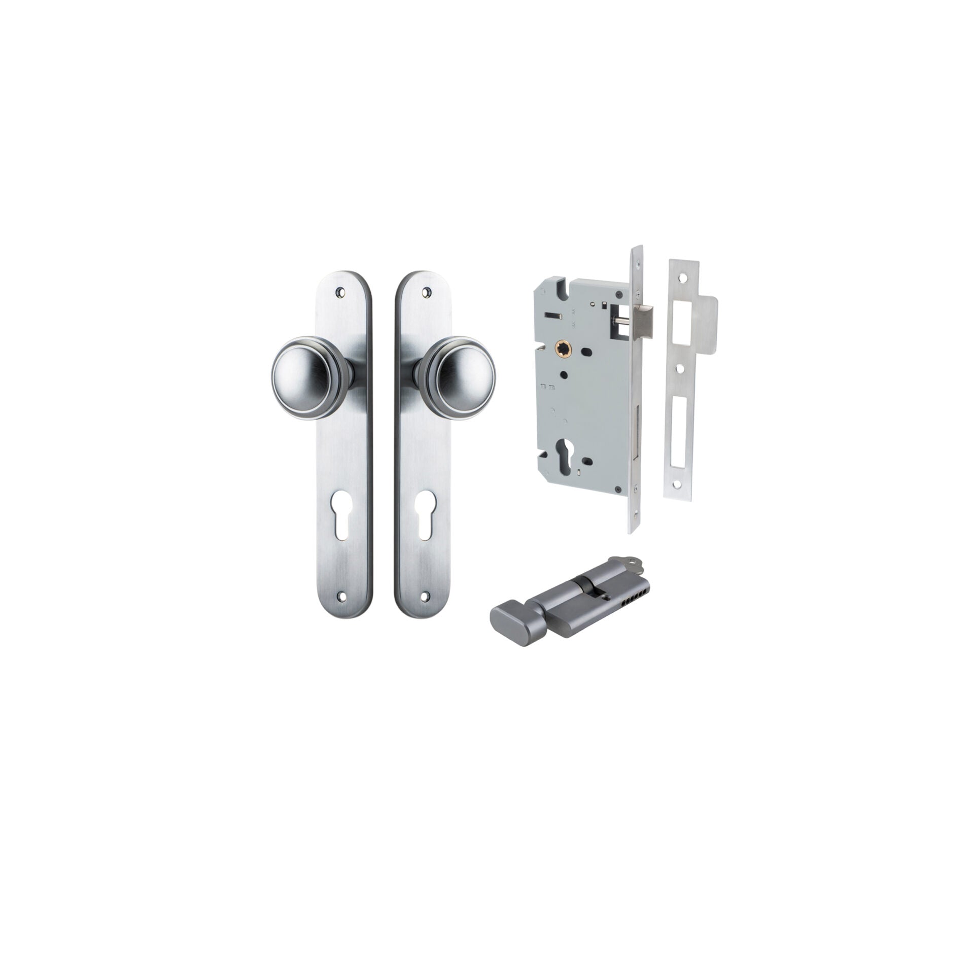 Paddington Knob - Oval Backplate - Entry Point - Iver - Brushed Chrome - Door Knobs