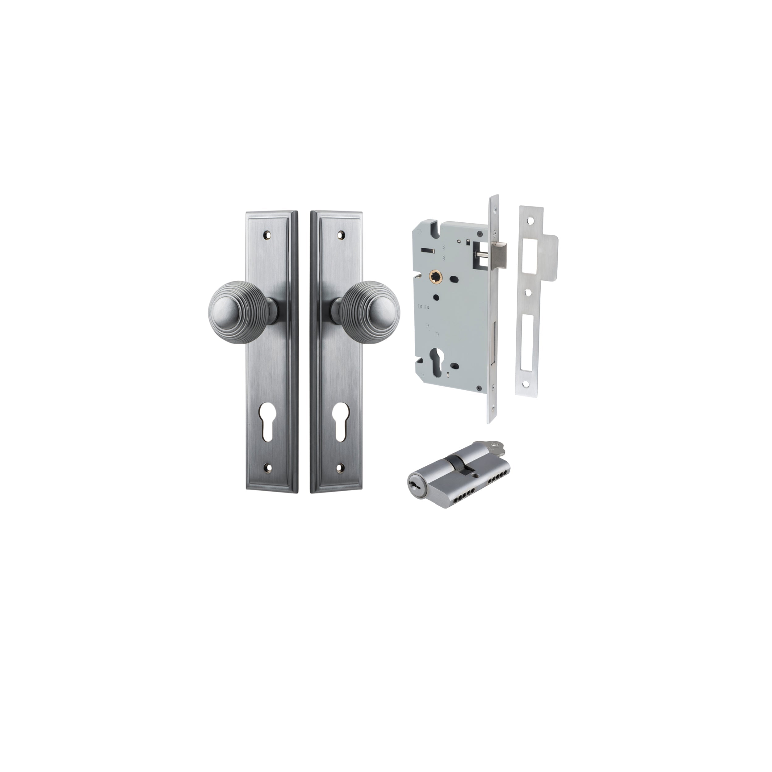 Guildford Knob - Stepped Backplate - Entry Point - Iver - Brushed Chrome - Door Knobs