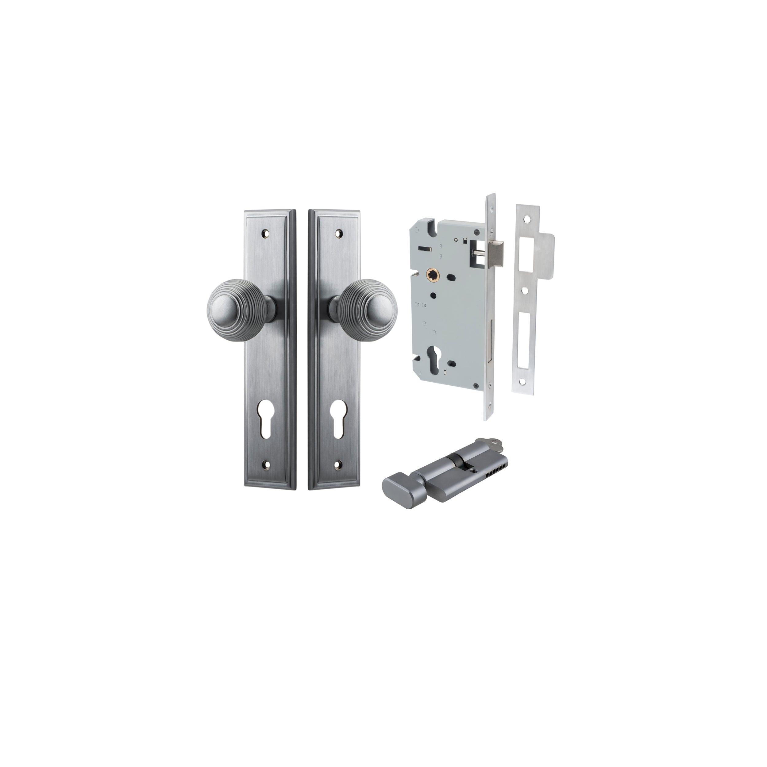 Guildford Knob - Stepped Backplate - Entry Point - Iver - Brushed Chrome - Door Knobs