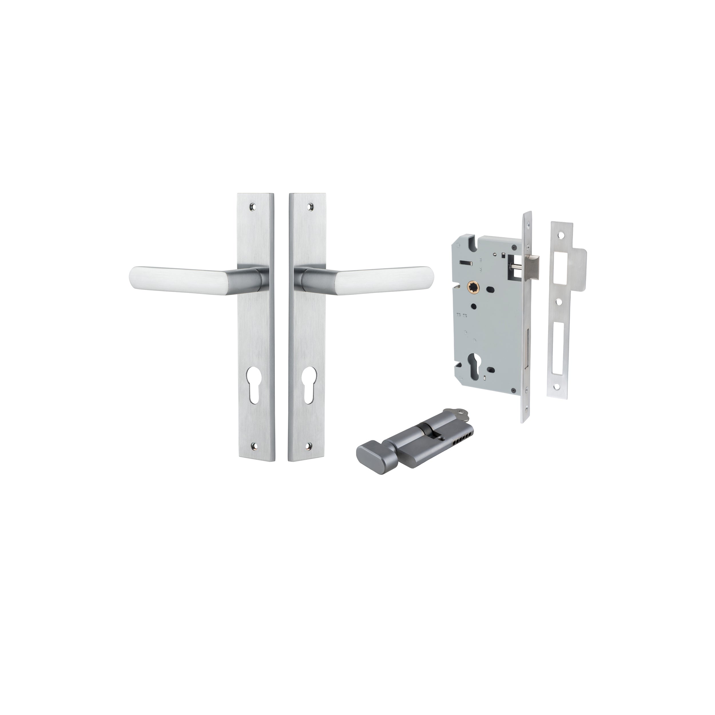 Osaka Lever - Rectangular Backplate - Entry Point - Iver - Brushed Chrome - Door Levers