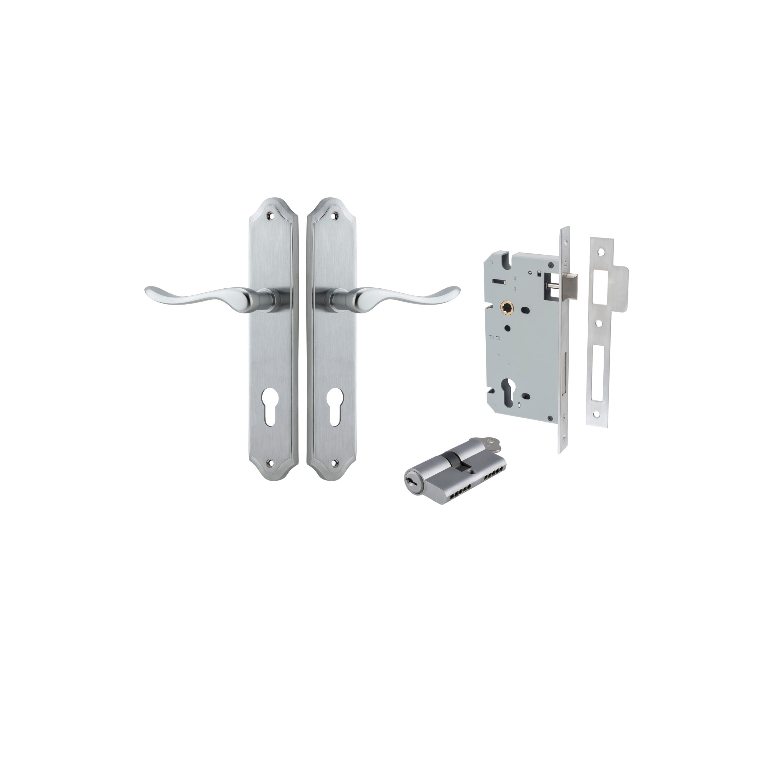 Stirling Lever - Shouldered Backplate - Entry Point - Iver - Brushed Chrome - Door Levers