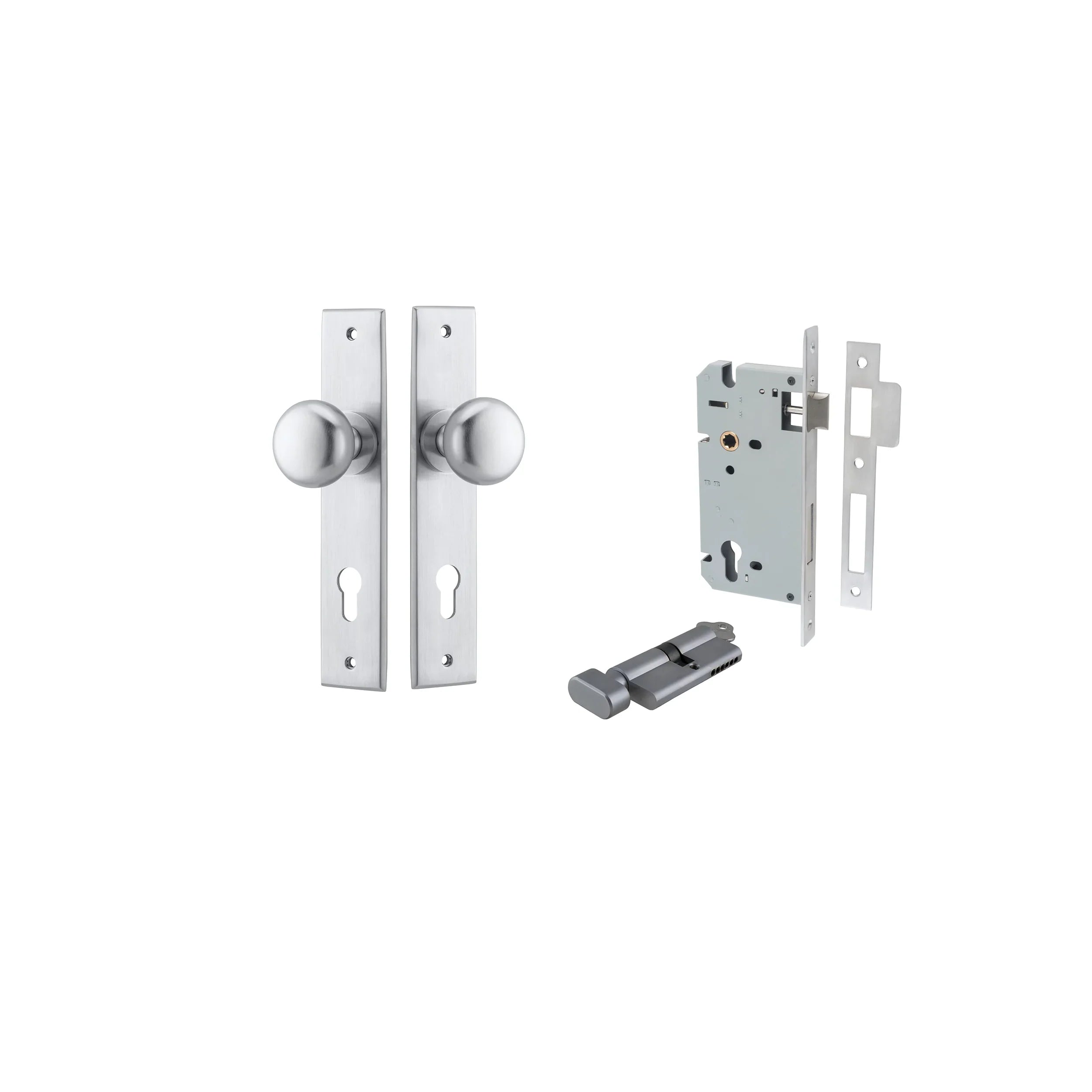 Cambridge Knob - Chamfered Backplate - Entry Point - Iver - Brushed Chrome - Door Knobs