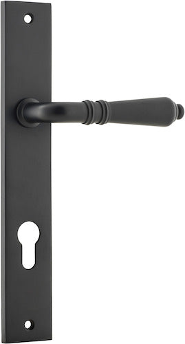 Sarlat Lever - Rectangular Backplate - Entry Point - Iver - Matt Black - Door Levers