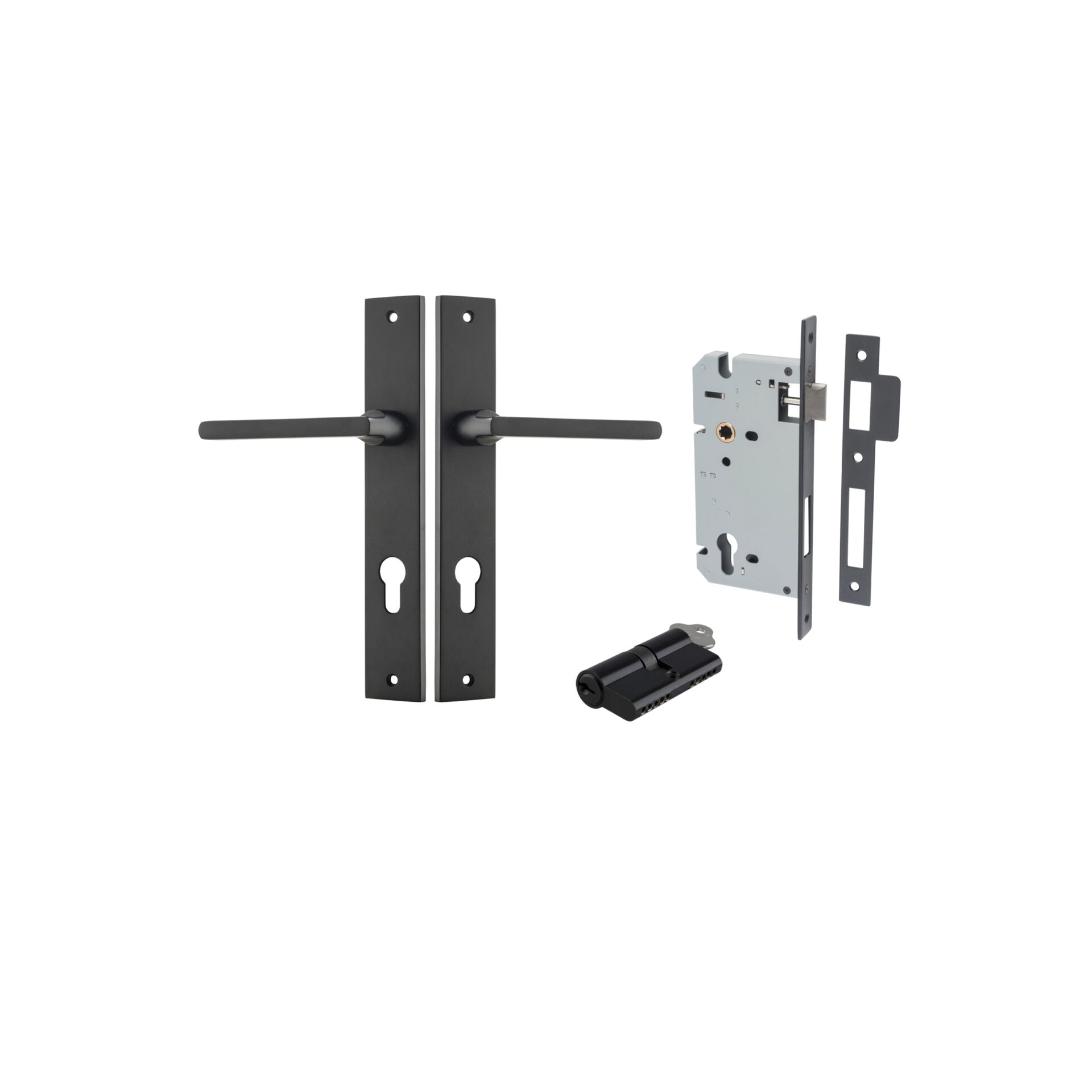 Baltimore Lever - Rectangular Backplate - Entry Point - Iver - Matt Black - Door Levers