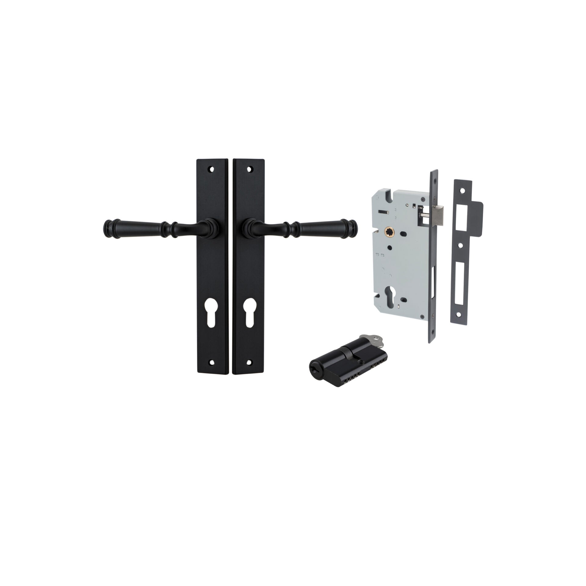 Verona Lever - Rectangular Backplate - Entry Point - Iver - Matt Black - Door Levers