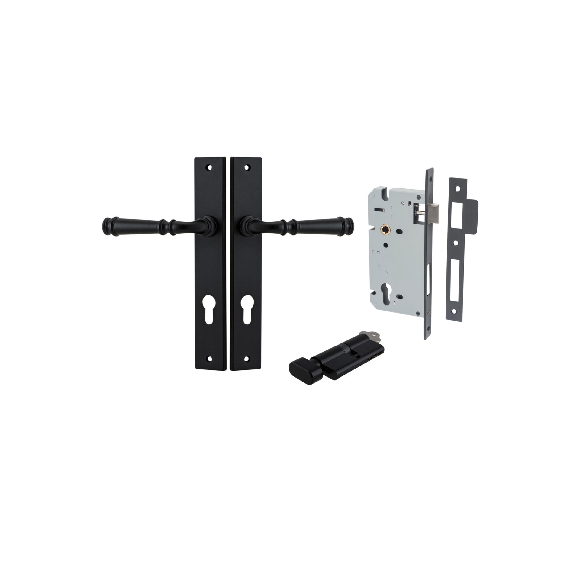 Verona Lever - Rectangular Backplate - Entry Point - Iver - Matt Black - Door Levers