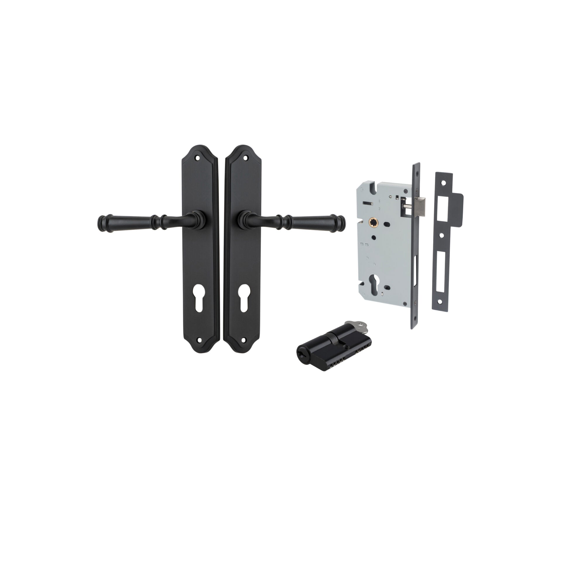 Verona Lever - Shouldered Backplate - Entry Point - Iver - Matt Black - Door Levers