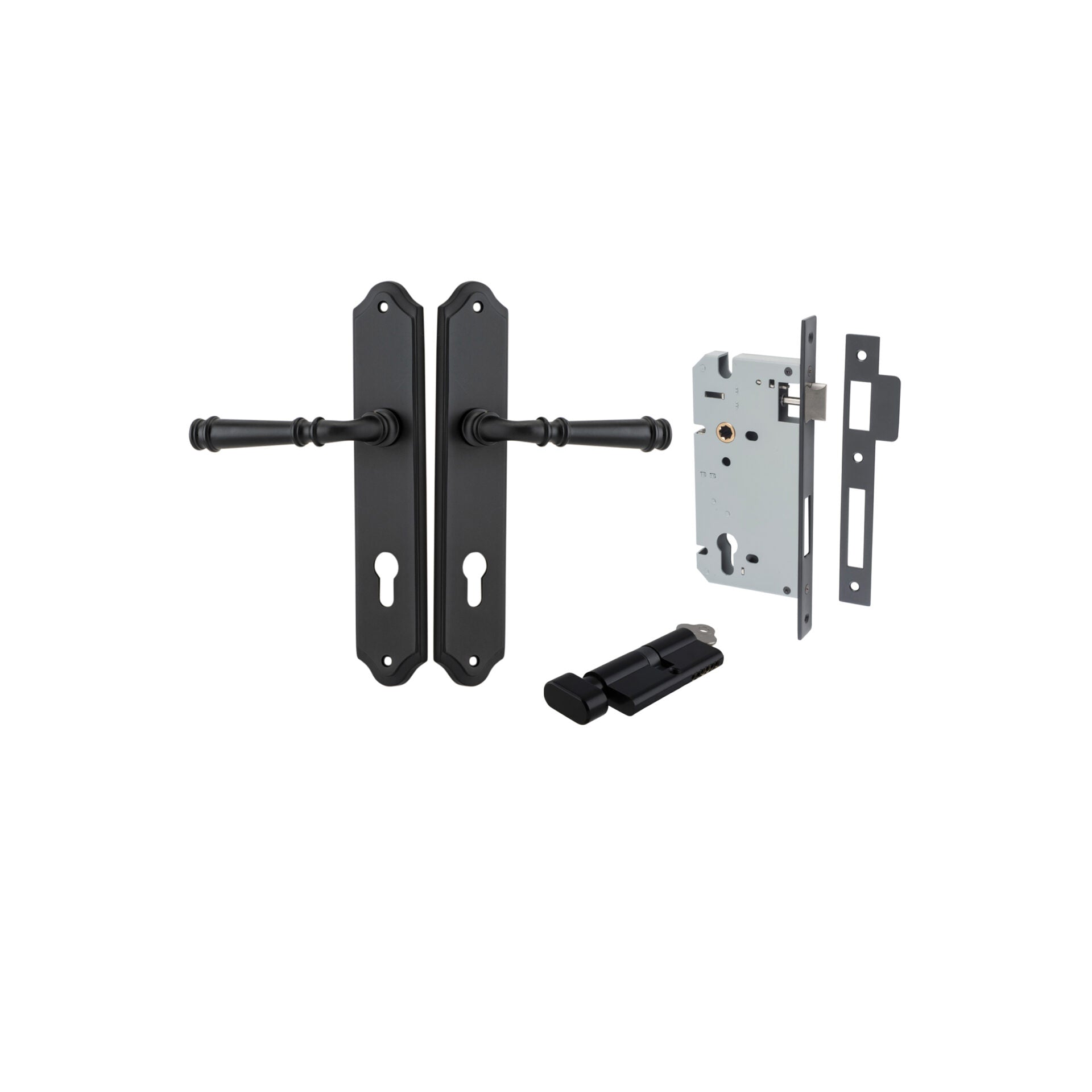 Verona Lever - Shouldered Backplate - Entry Point - Iver - Matt Black - Door Levers