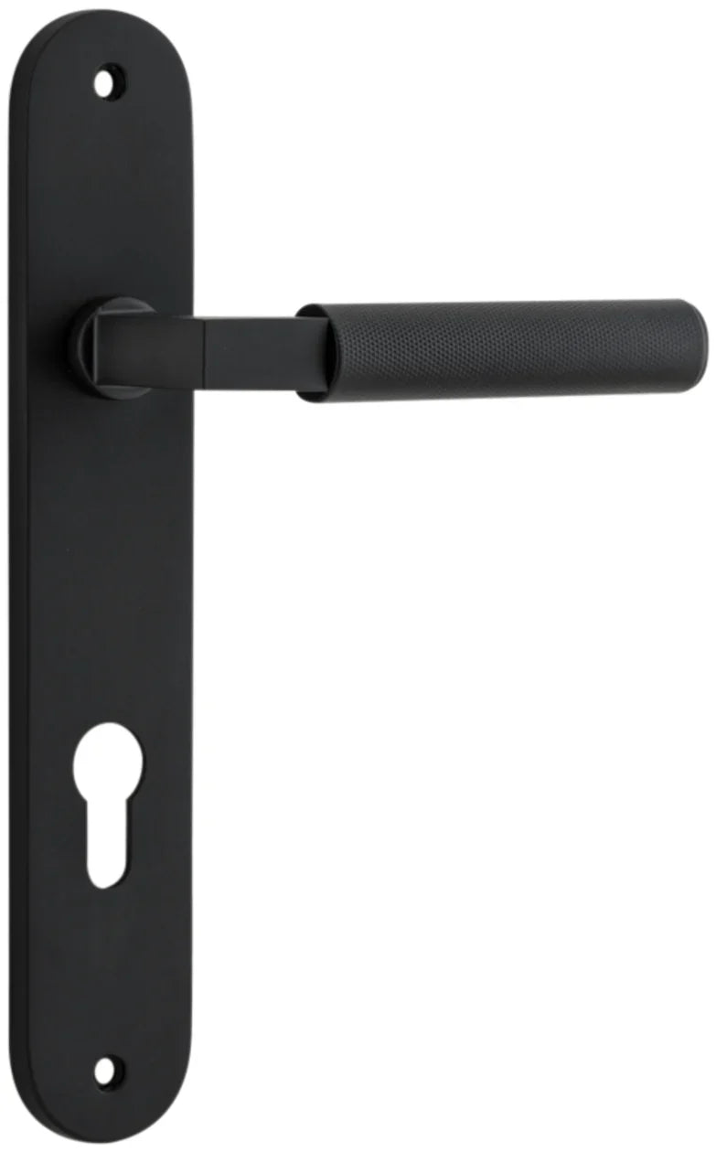 Brunswick Lever - Oval Backplate - Entry Point - Iver - Matt Black - Door Levers