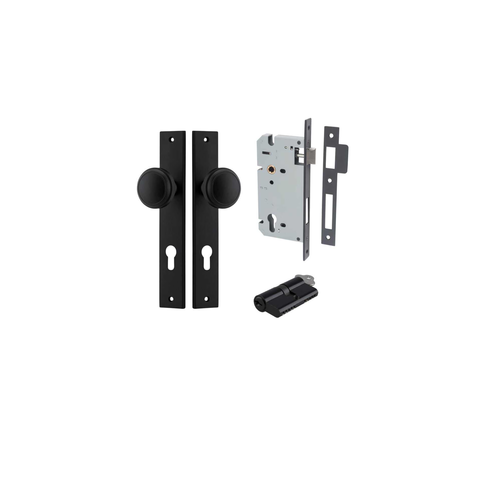 Paddington Knob - Rectangular Backplate - Entry Point - Iver - Matt Black - Door Knobs