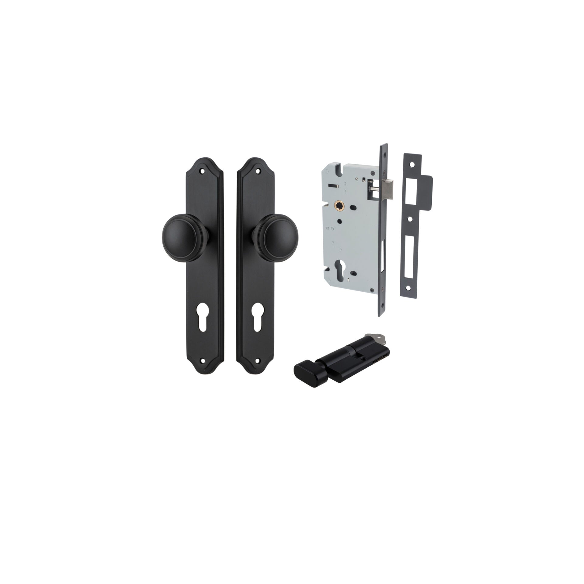 Paddington Knob - Shouldered Backplate - Entry Point - Iver - Matt Black - Door Knobs