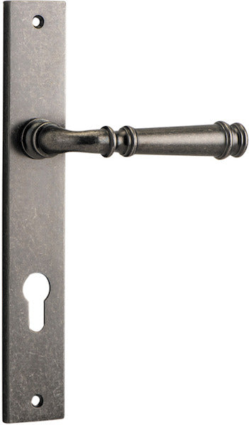 Verona Lever - Rectangular Backplate - Entry Point - Iver - Distressed Nickel - Door Levers