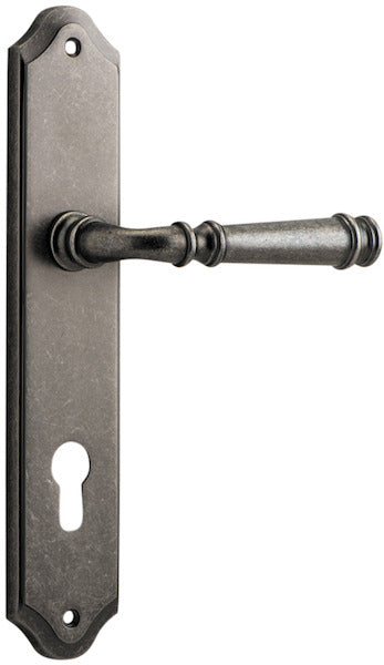 Verona Lever - Shouldered Backplate - Entry Point - Iver - Distressed Nickel - Door Levers