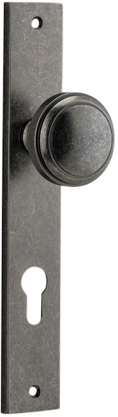 Paddington Knob - Rectangular Backplate - Entry Point - Iver - Distressed Nickel - Door Knobs