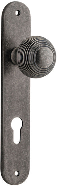 Guildford Knob - Oval Backplate - Entry Point - Iver - Distressed Nickel - Door Knobs