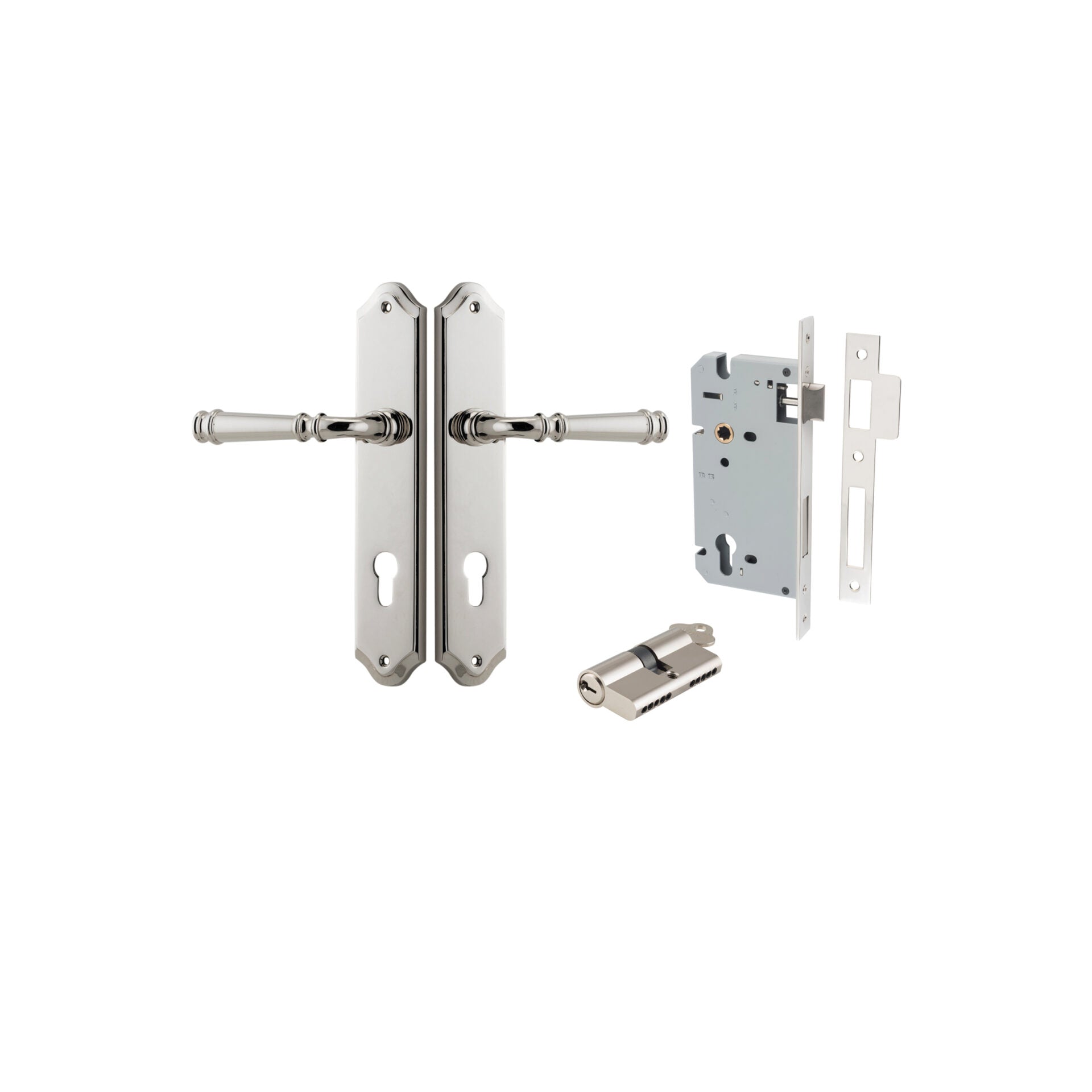 Verona Lever - Shouldered Backplate - Entry Point - Iver - Polished Nickel - Door Levers