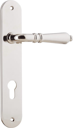 Sarlat Lever - Oval Backplate - Entry Point - Iver - Polished Nickel - Door Levers